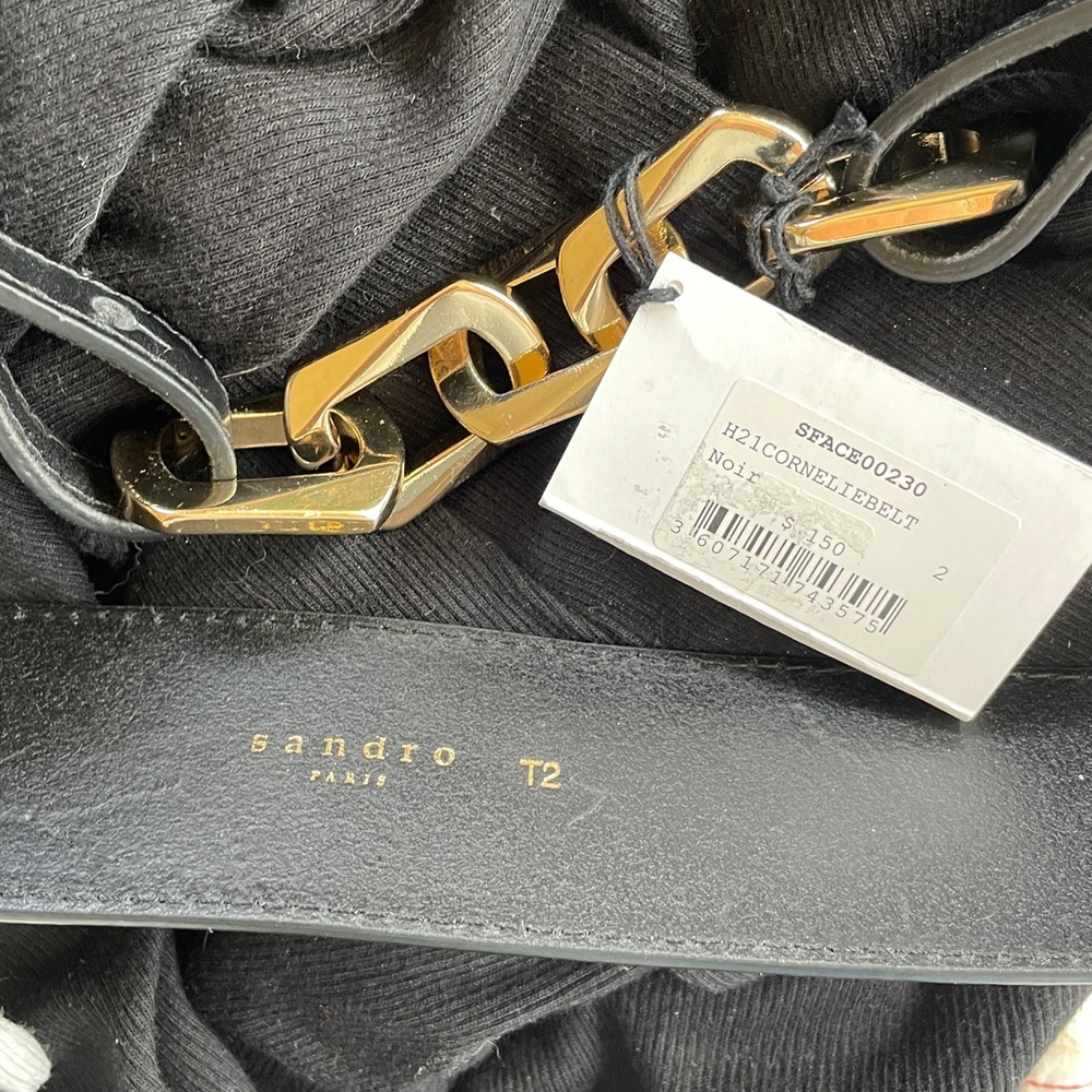SANDRO chain waist belt Cornelie Black size 2 - Picture 4 of 4